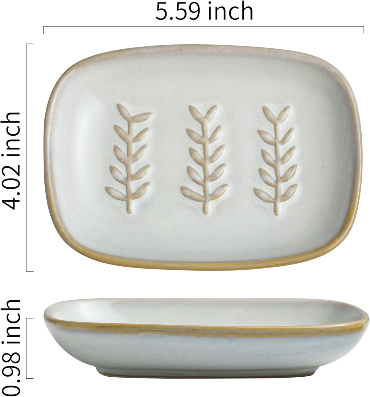 Soap Dish Bar Cleaner Dish for Shower, Ceramic Soap Dishes for Bar Shampoo or Sponge, Shower Soap Dish Soap Saver Tray for Bathroom Kitchen Sink, Easy to Clean