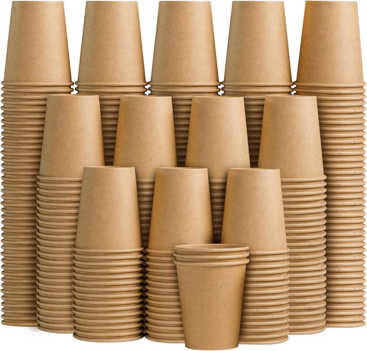 180 Pack 8 oz Paper Cups, Brown Kraft Disposable Paper Coffee Cups, Unbleached Paper Cups for Hot/Cold Beverage Party, Picnic, Travel, and Events.