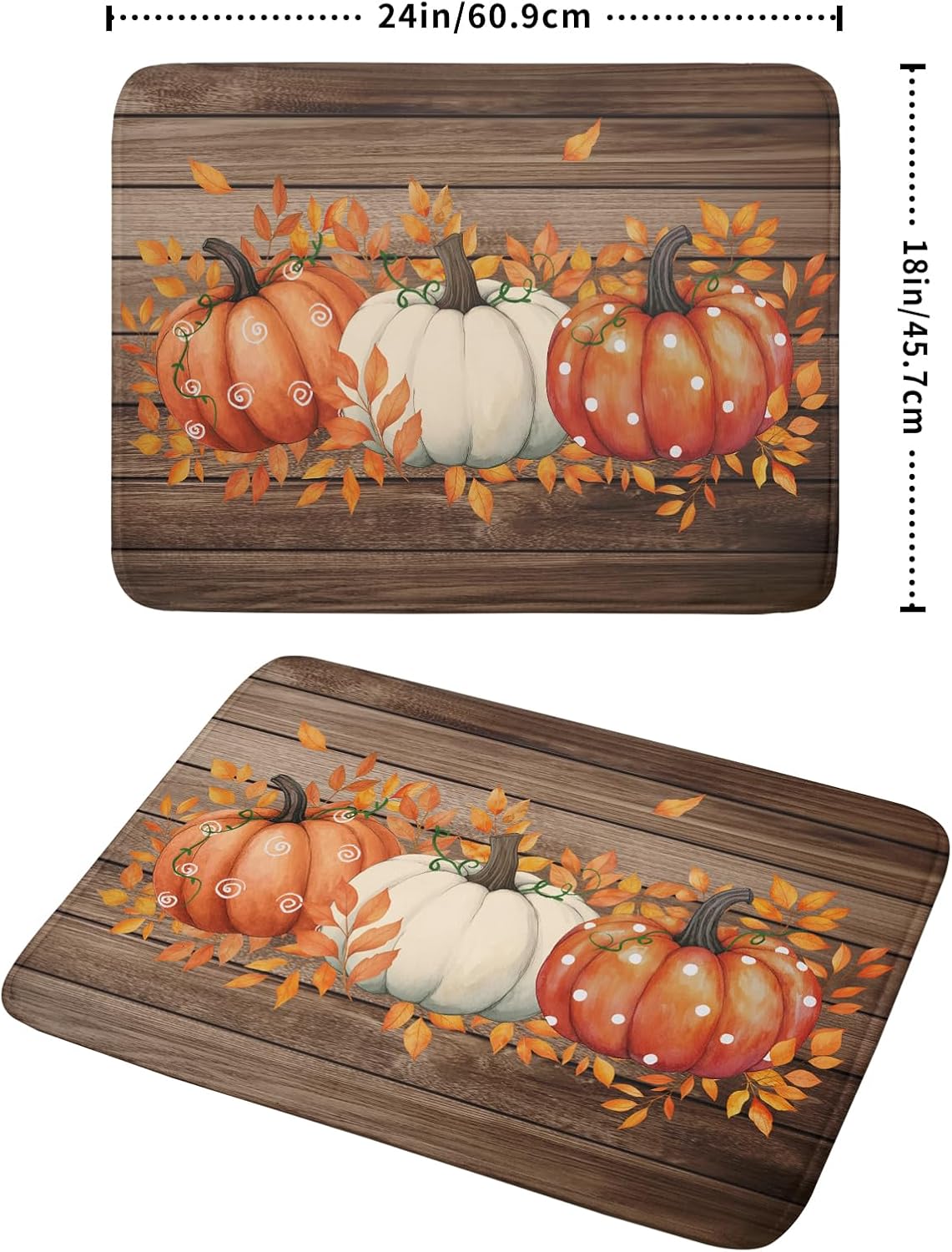 Autumn Pumpkin Dish Drying Mat Rustic Wood Dish Drainer Mats Fast Dry Microfiber Reversible Dish Drying Pad Kitchen Decoration 18x24 inch