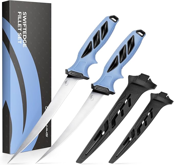 Calamus SwiftEdge Fillet Knife Set, Fishing Knife, G4116 German Stainless Steel, Ultra-Sharp & Flexible Blade, Rust & Corrosion-Resistant Blade, Non-Slip Handle, Fishing Gear, Fishing Gift For Men