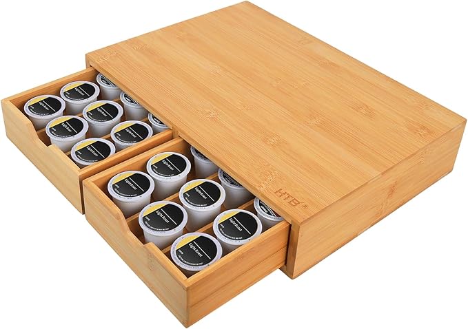 HTB K Cup Holder Compatible with K Cups,Coffee Pod Holder Holds Up 30 Cups,K Cup Organizer Storage Drawer