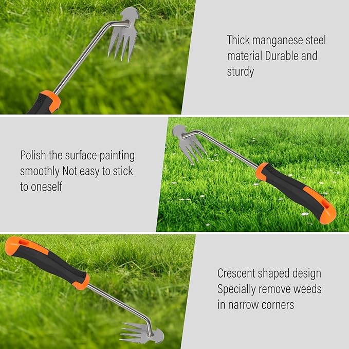 Weed Puller Tool, 2023 New Durable Garden Weed Pulling Tool, Portable Garden Weeder Tool for Vegetable Gardening Backyard Farm Planting & Weeding (Rubber Handle)