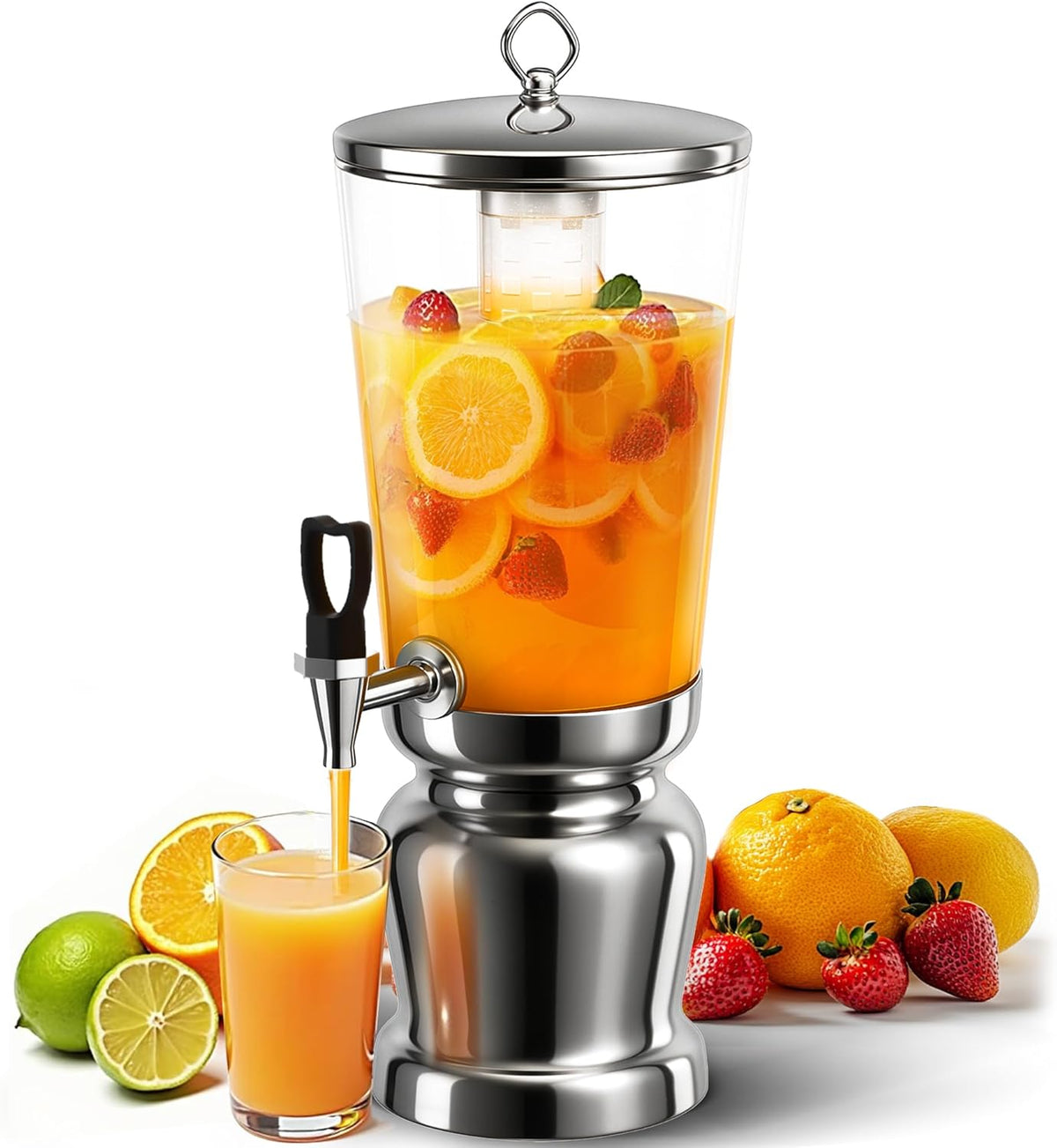 WantJoin Beverage Dispenser With Stand -2 Gallon Beverage Dispenser Drink Dispenser w/Upgraded Dual Cores & Base, Leakproof Spigot, Visible Container, Drink Dispenser For Parties, Events, Gathering