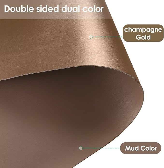 Leather Table Cover,1.8mm Thick,42x96 Inch Table Protector,Table Protector for Dining Room Table,Dining Table Cover,Table Cover Protector.(Mud Color+Champagne Gold,42x96)