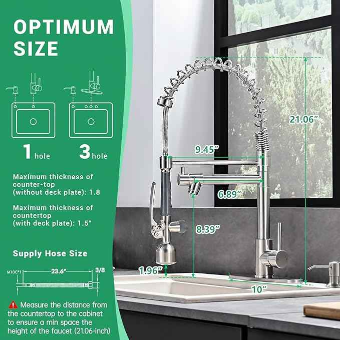 Fapully Commercial Kitchen Faucets with Pull Down Sprayer Brushed Nickel LED Single Handle Faucet for Kitchen Sink, Kitchen Faucet with Soap Dispenser and Deck Plack for 4 Hole