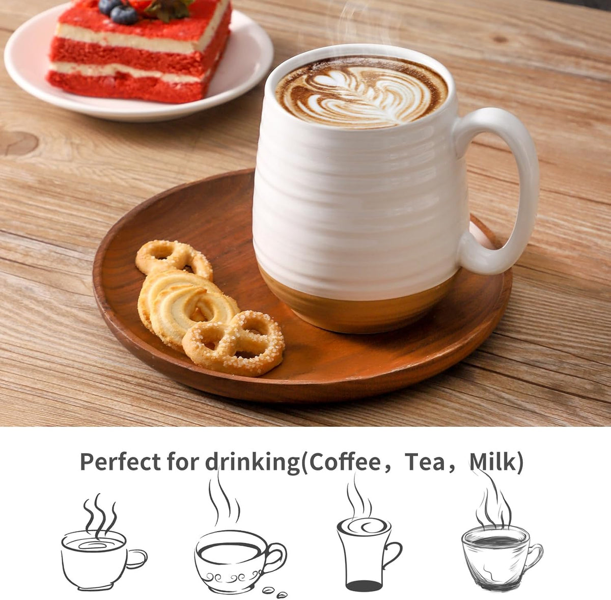 Hasense Large Coffee Mug with Handle, 20 oz Ceramic Tea Cup for Men and Women, White Soup Mugs for Coffee, Tea, Hot Cocoa, Latte, Big Christmas Mug, Microwave Dishwasher Safe, 1 PCS