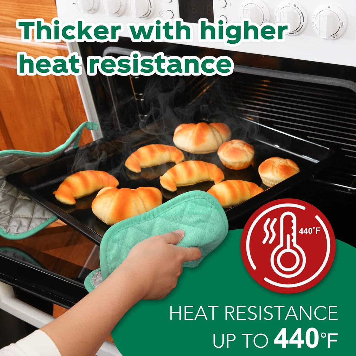Joyhalo 6 Pack Pot Holders for Kitchen,Cotton Oven Holder with Great Heat Resistance,Non Slip Hot Pads for Kitchen Clearance,Aqua