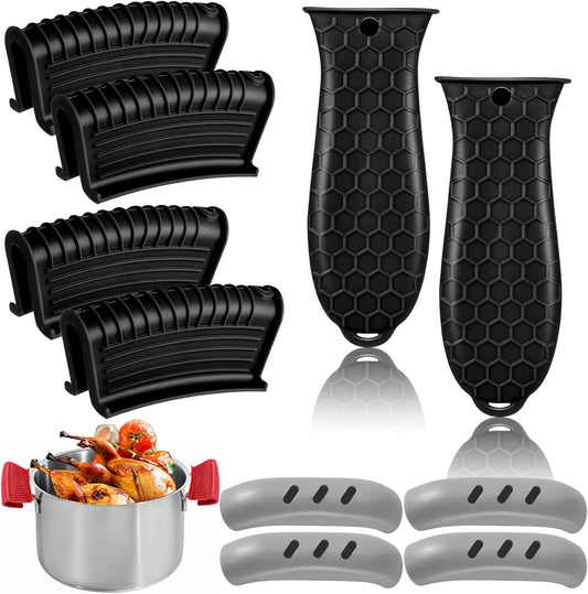 10pcs Cast Iron Handle Cover, Silicone Hot Handle Holder, Heat Resistant Cast Iron Skillet Handle Covers Potholder for Frying Pans and Griddles Kitchen Supplies