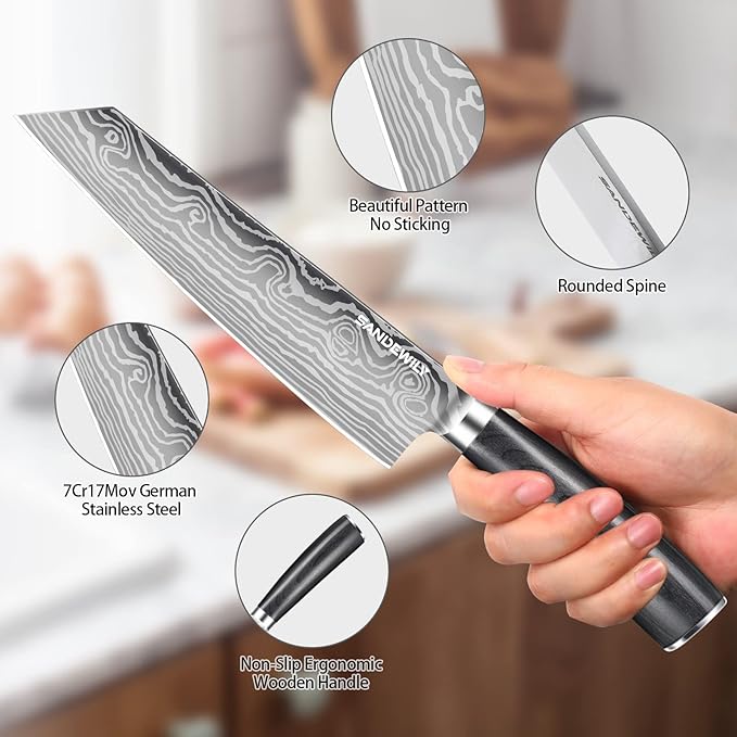 3 Piece Japanese Knife Set,Ultra Sharp Chef Knife Kitchen Cooking Knife Paring Knife German High Carbon Stainless Steel with Sheaths Wooden Handle for Home Outdoor Gift Idea