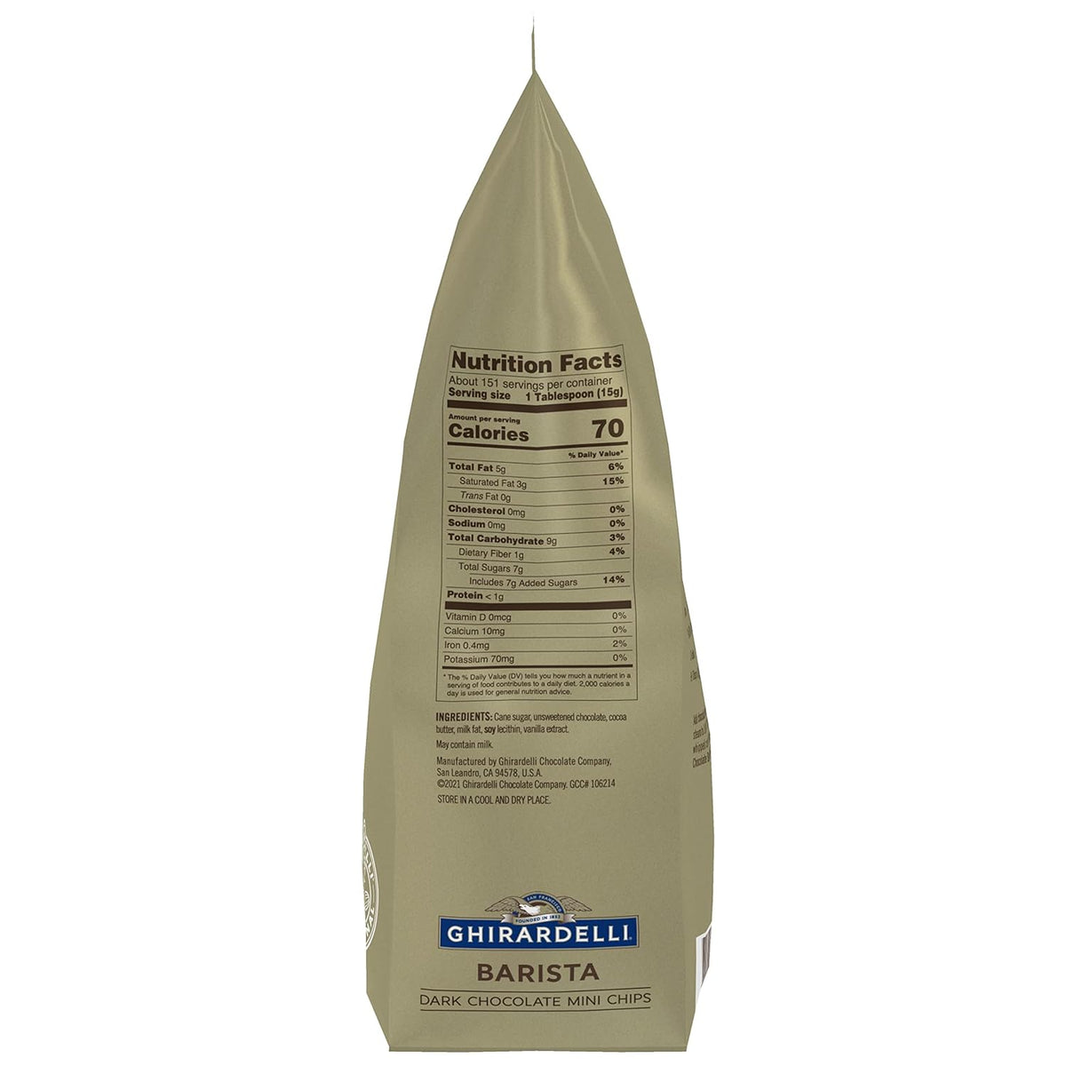 Ghirardelli Chocolate Company Dark Chocolate Barista Mini Chips 10,000 per lb, 5lb. Bag (Pack of 1)