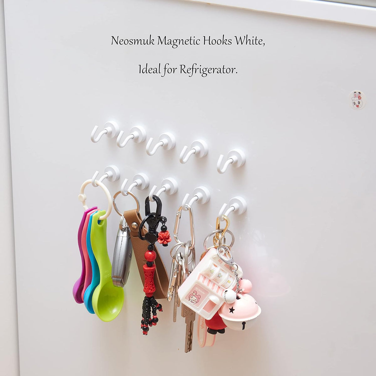 Neosmuk Magnetic Hooks, Cruise Ship Essentials, 30lb+ Heavy Duty Magnetic Hooks for Cruise Cabins, Refrigerator, Grill, Hanging, and Travel | Extra Strong Must-Haves Magnet Hook(White,Pack of 12)