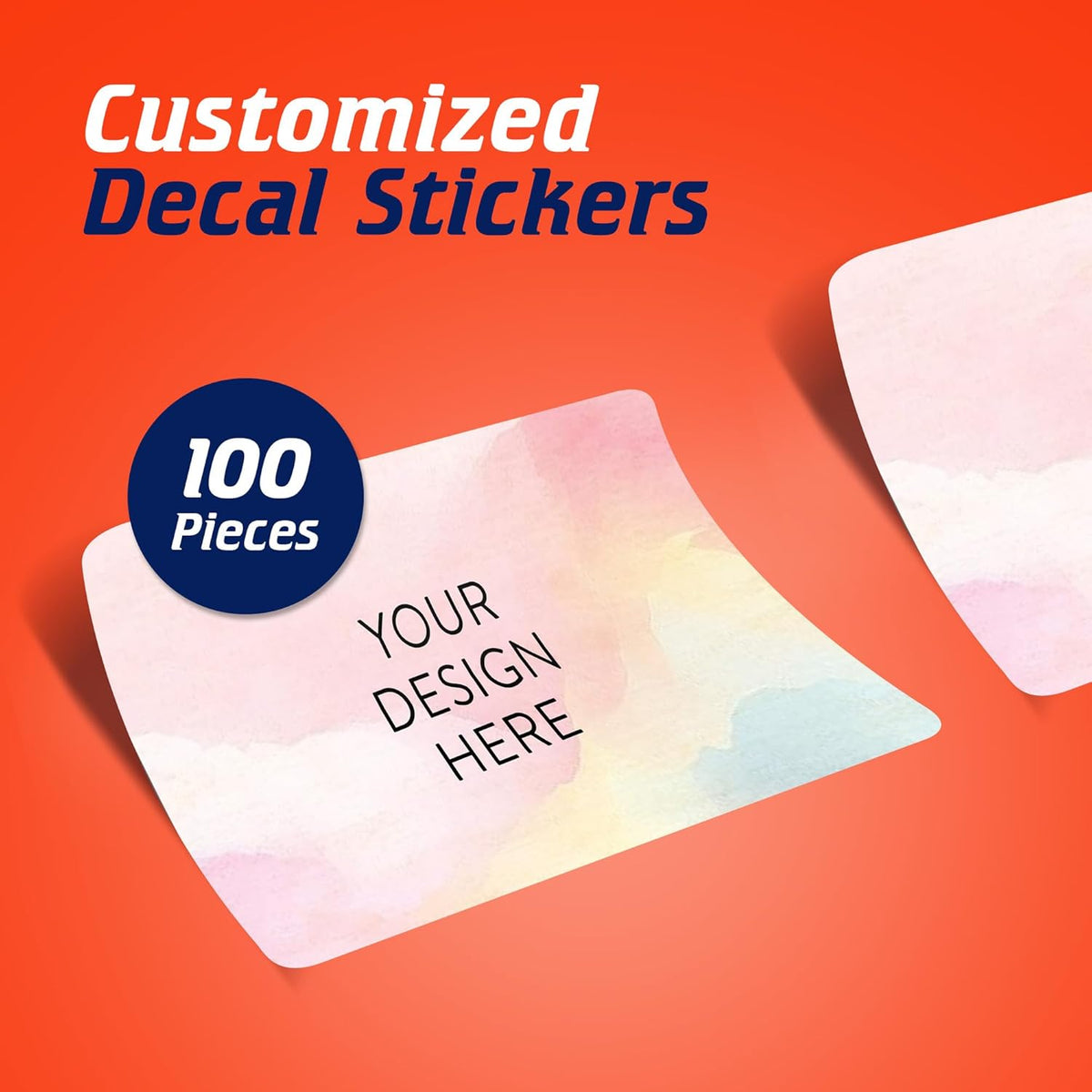 100 Custom Vinyl Stickers - Upload Your own Image, Text, Design, Logo - Personalized Logo Labels for Handmade, Packaging, Bottle, Jars, Candle, Brand Stickers (Watercolor, 4x2)