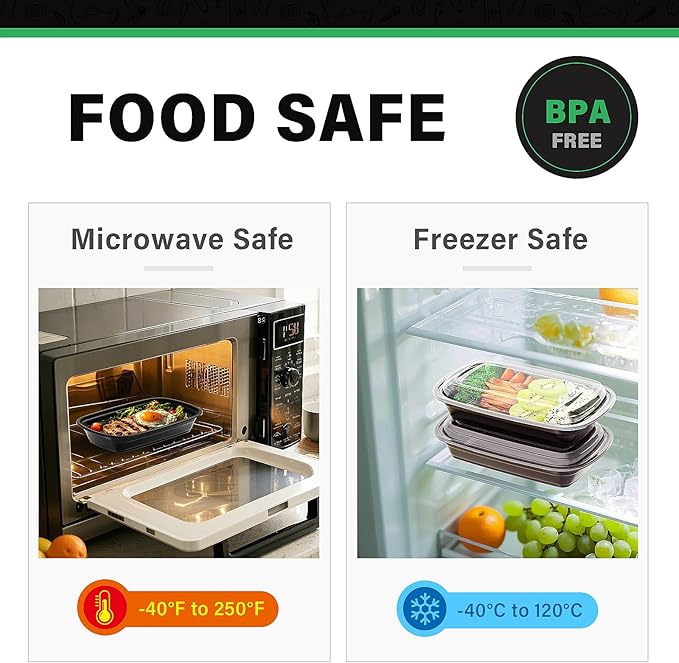 Meal Prep Container, 50 Pack 32 oz Food Storage Containers with Lids, Disposable Bento Box Reusable Plastic Lunch Box, BPA Free Take-Out Box Microwave Dishwasher Freezer Safe