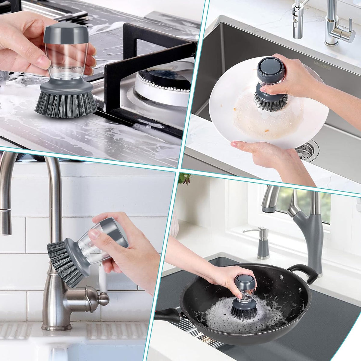 Soap Palm Brush Storage Set, 1 Piece Kitchen Brush with Bracket for Cleaning Pots, Pans and Sinks Scrub Brush Kitchen Scrub Brush