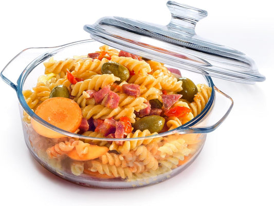 NUTRIUPS Mini Glass Casserole Dish with Lid Oven Safe Round Casserole Dish 6" Glass Baking Dish With Lid (25oz)