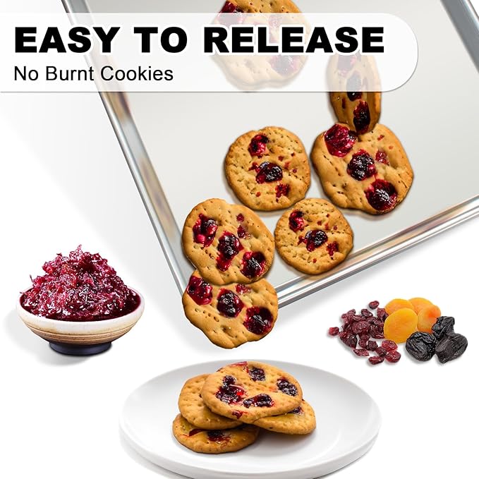 Half Sheet Pans with Rack Set, 18 Inch Commercial Quality Baking Sheet Pan Set, Natural Aluminum Cookie Sheet, Warp Resistant Nonstick Thick Cookie Tray Pans for Baking, Roasting