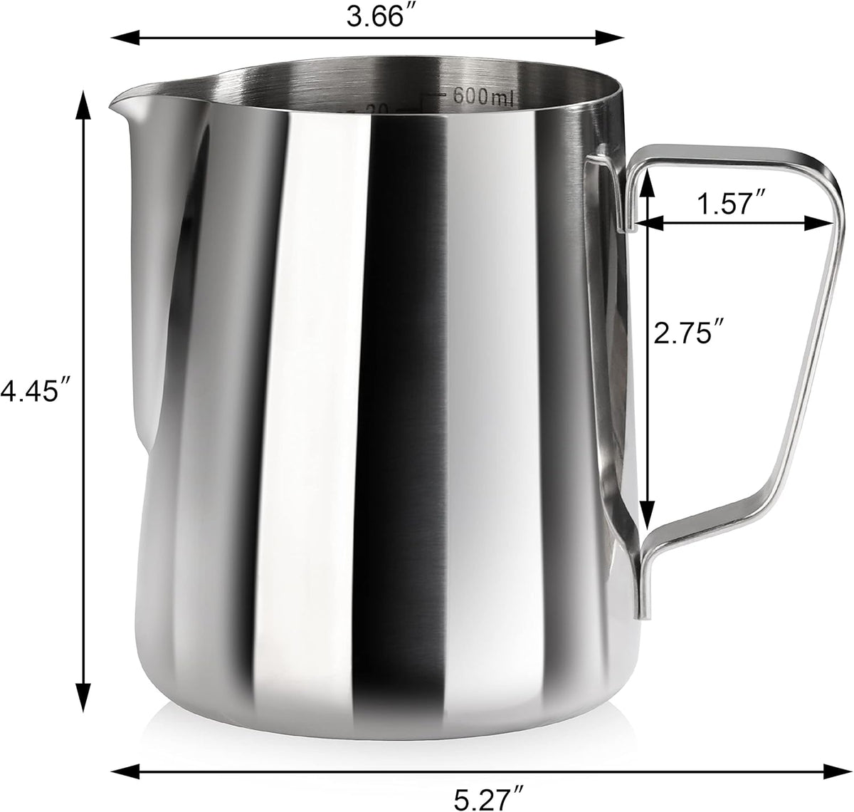 New Star Foodservice Commercial Grade Stainless Steel 18/8 Frothing Pitcher (20-Ounce (Frothing Pitchers))