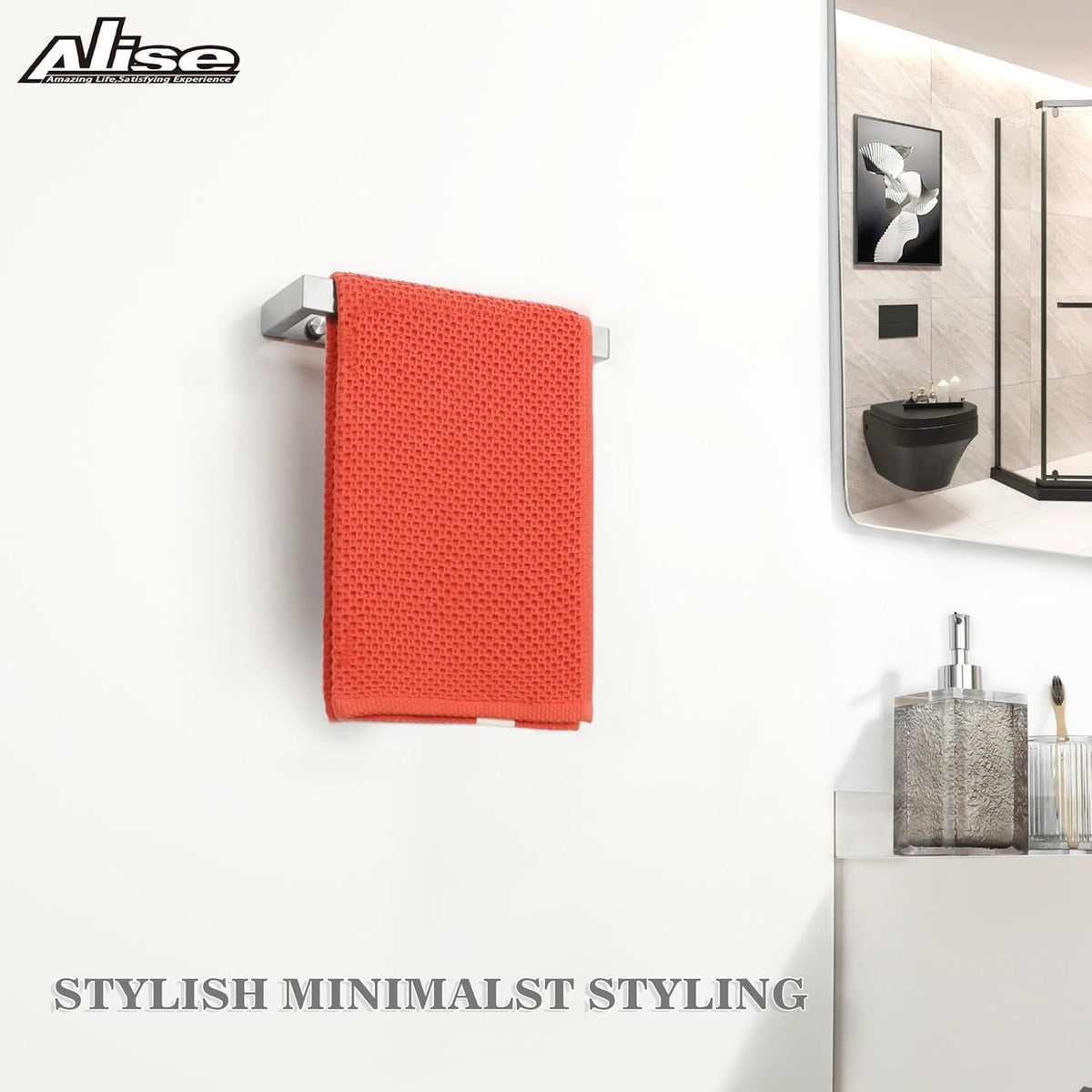 Alise Bath Towel Bar,Wall Mount Towel Holder Towel Rack Towel Hanger for Bathroom Lavatory,8 Inch SUS304 Stainless Steel Towel Rail,Brushed Finish GJF020-LS