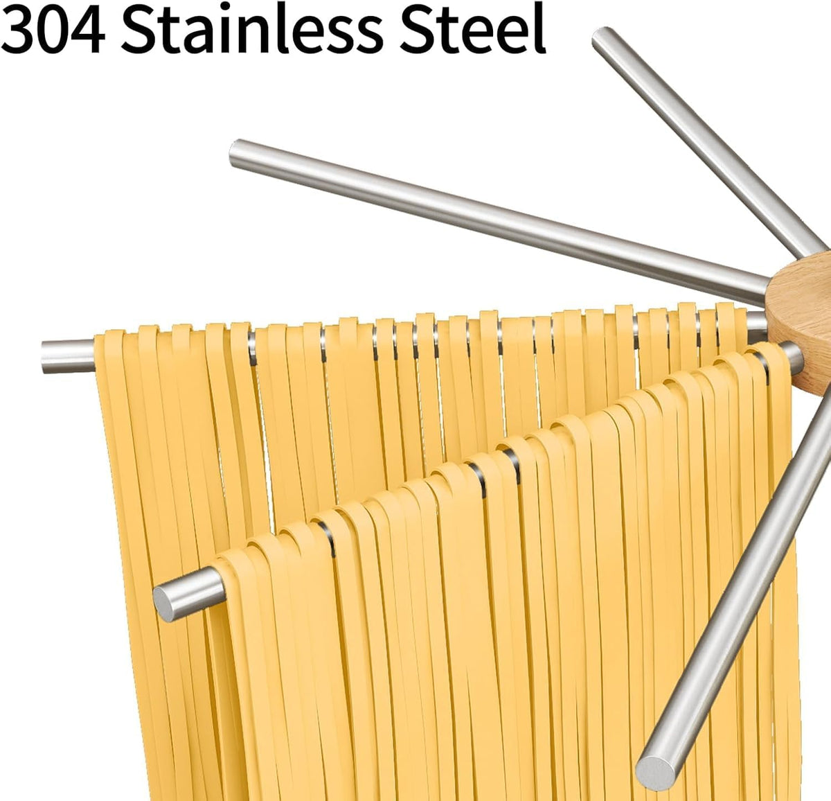 Pasta Drying Rack, 304 Stainless Steels Pasta Rack with Handle, Detachable Stand Noodles Drying Hanger for Homemade Fresh Spaghetti, Tagliatelle, Fettuccine, Marble Base