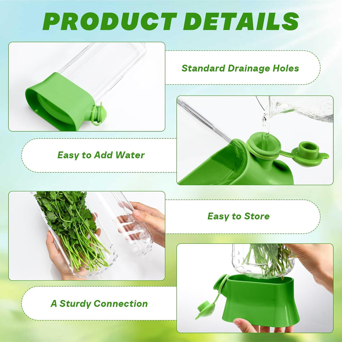 Baderke 2 Pieces Herb Saver for Refrigerator Herb Keeper Herb Storage Containers Herb Saver Pod for Cilantro, Parsley, Asparagus, Keeps Vegetables for 2-3 Weeks (Green)