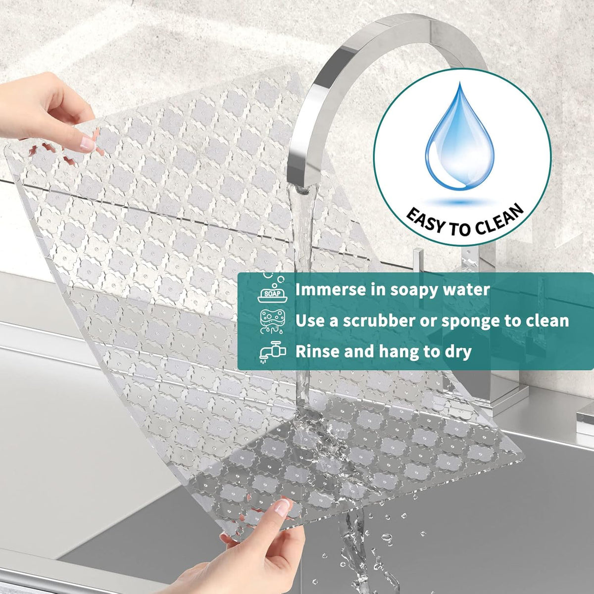 Qulable 2Pack Kitchen Sink Mat for Stainless Steel/Ceramic Sinks, PVC Eco-friendly Protectors for Bottom of Kitchen Sink, Adjustable, Fast Draining, Dots Design, 11.8x15.7 (Translucent)
