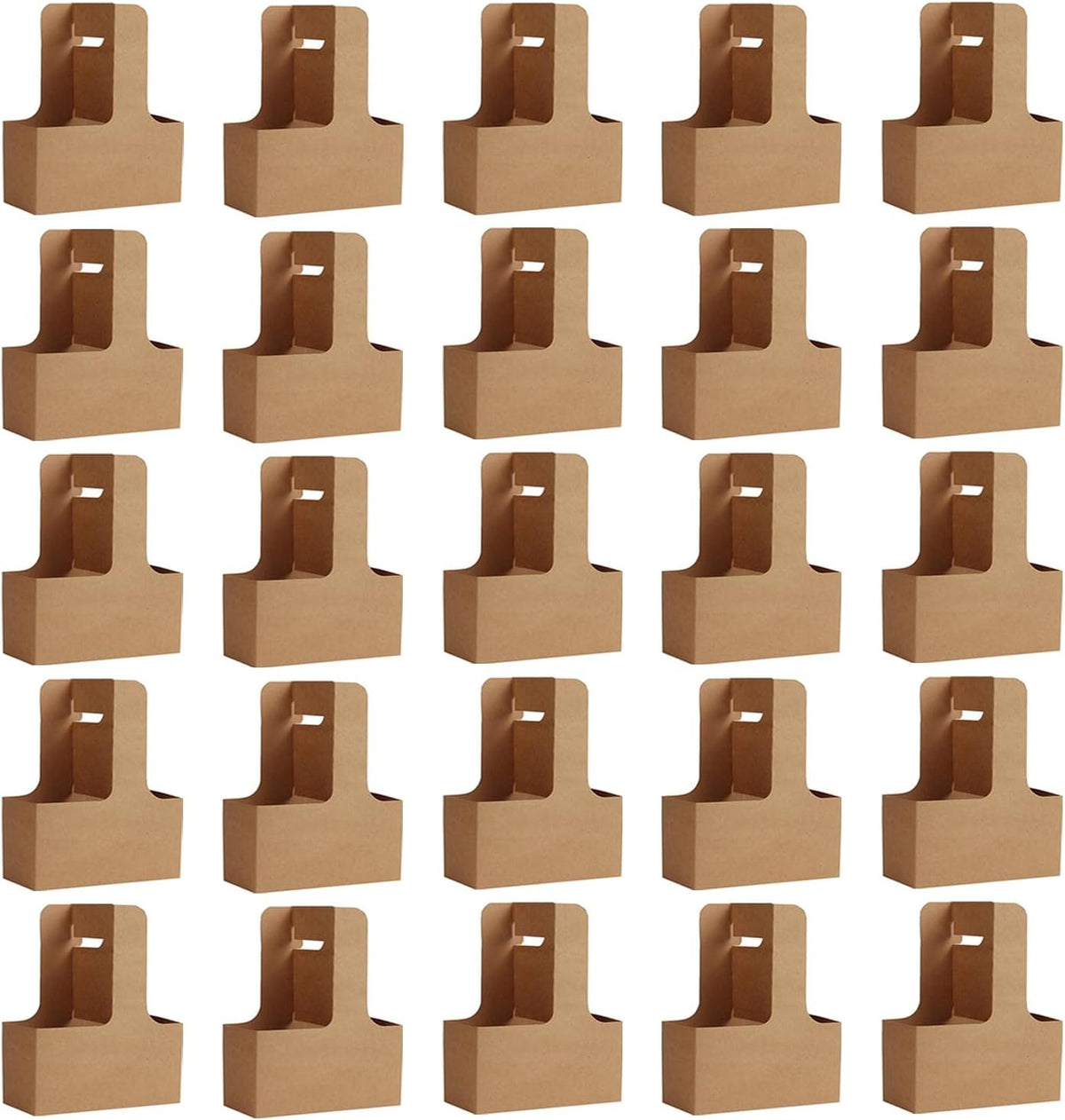 Disposable Cup Kraft Cardboard Carriers Paperboard Cup Carrier with Handles Holds Coffee Cup Holder for Take Out 2 Cups to 4 Cups, 25 pcs.