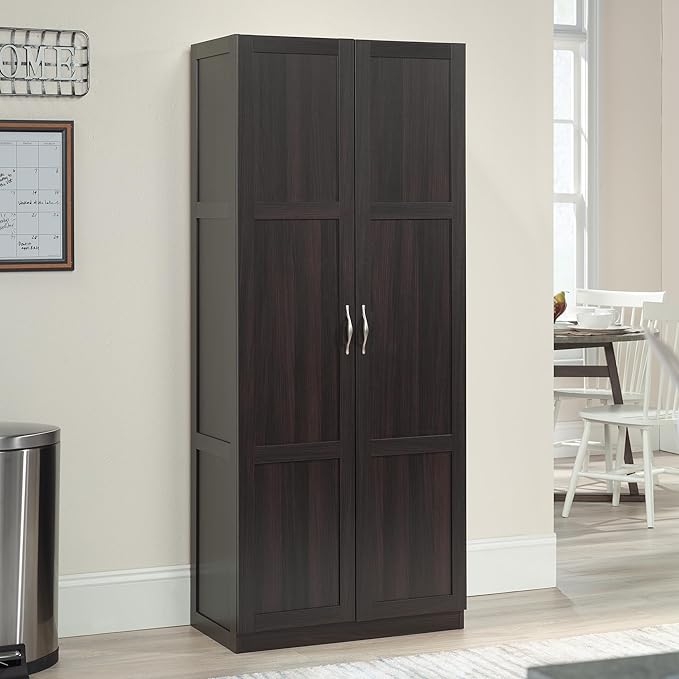 Sauder Storage Cabinet/ Pantry cabinets, 29.61 " x D: 16.02 " x H: 71.50", Cinnamon Cherry finish