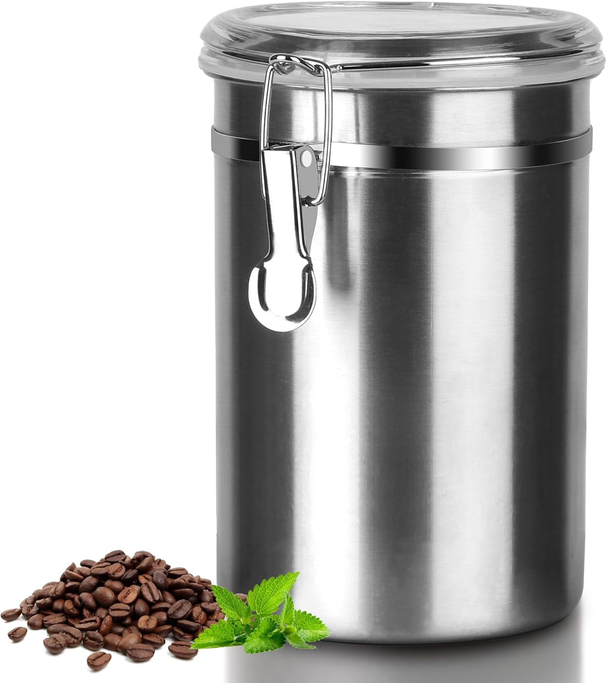 Stainless Steel Food Container with Clear Lids Airtight Storage Container Stackable Small Canisters Kitchen Pantry Storage for Cereal, Snacks, Candy, Herbs, Spices, Sugar, Tea (Silver)