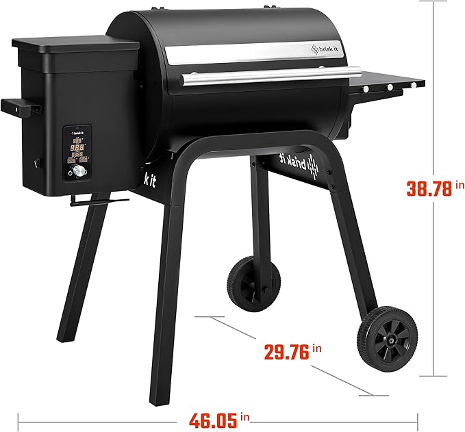Brisk It Zelos-450 Electric Wood Pellet Smoker Grill – A.I. Smart BBQ Grill with WiFi, 7-in-1 Outdoor Grill & Smoker, PID Controller (Up to 500°F), 450 sq.in Cooking Area, Meat Probe