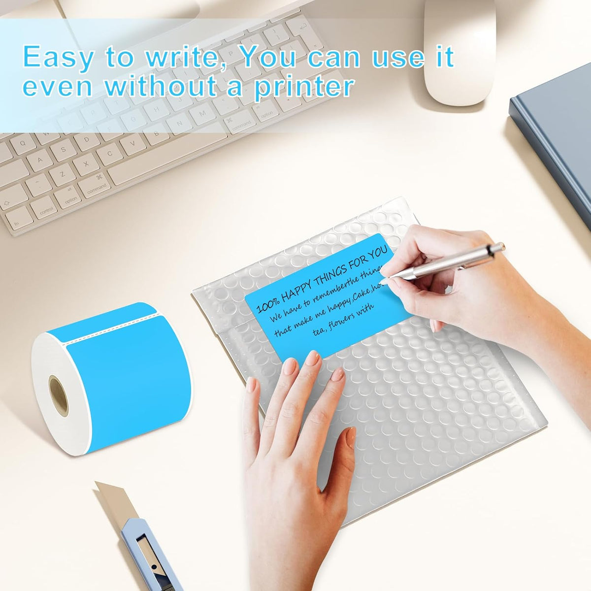 3 x 5 inch Home Moving Box Labels for Storage Bins 300pcs Colored Blank Label Sticker for Shipping Thermal Printer Color Coding Rectangle Moving Labels for Packing Boxes Sky Blue
