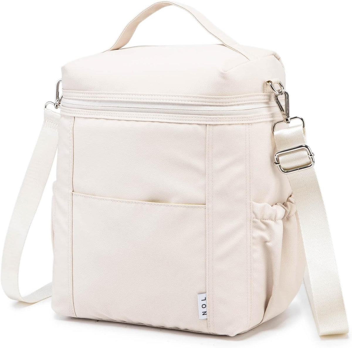 NOL Natural Organic Lifestyle Insulated Lunch Bags for Women Cooler Bag Lightweight Nylon Waterproof Lunch Box For Work (Cream, Large)