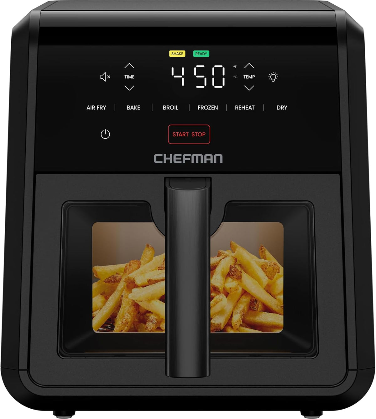 Chefman Air Fryer TurboFry 7-Qt, 6-in-1 High-Powered 450°F Cooking for Crispier Results, Compact Space-Saving Design, Air Fry, Bake, Broil, Reheat, Dehydrate, Defrost, Fast & Even Cooking – Black