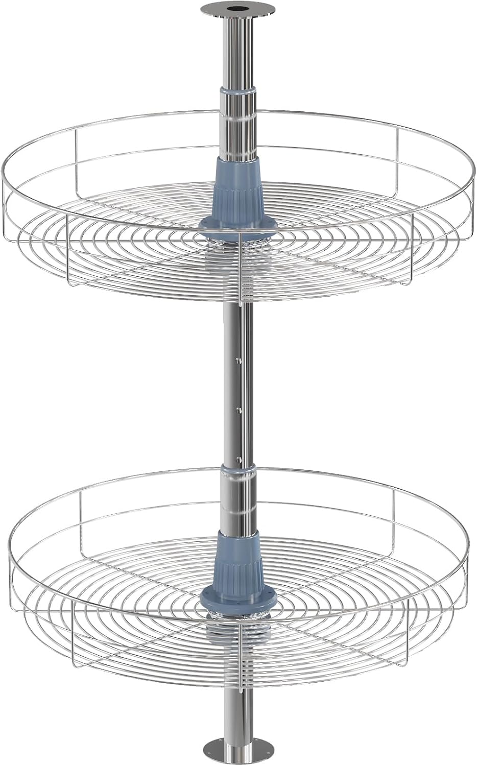 Dowell 18" Round Lazy Susan, 2 Shelves, Kitchen Wall Corner Cabinet Organizer (Chrome 4001 360D)