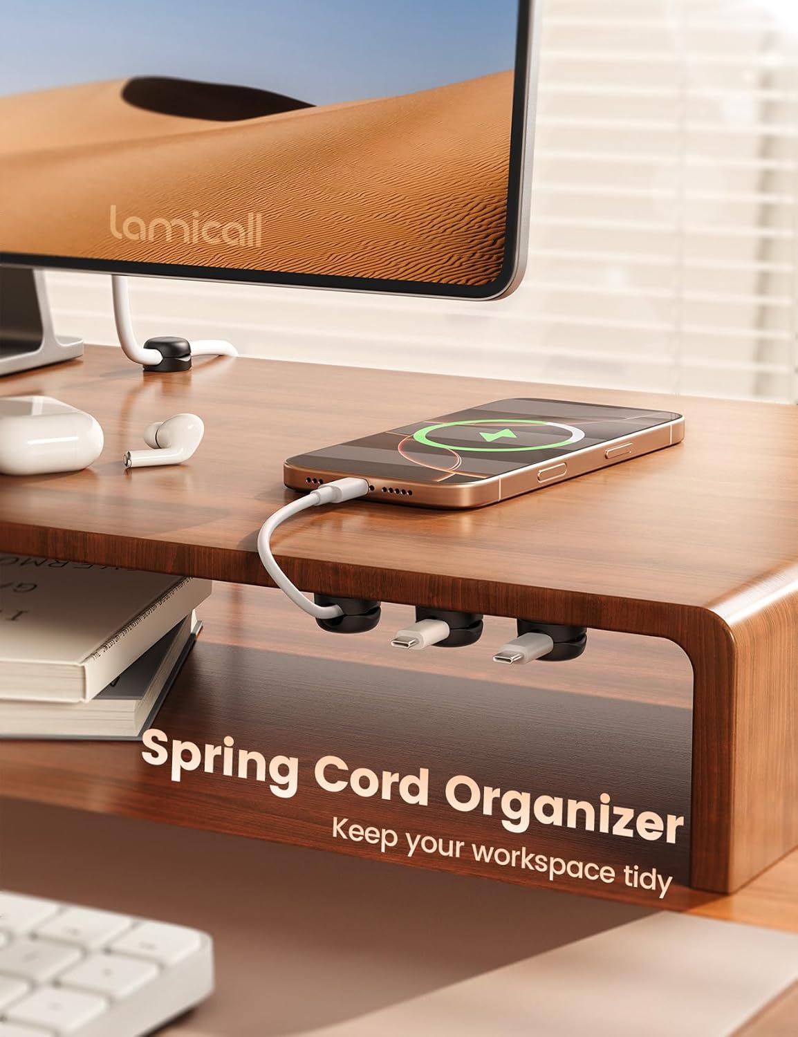 Lamicall Spring Cable Clips, Desk Office Accessory - 12Pack Compact Office Organizer Holder, Mother's Day for Mother, Cable Management Clips, Nightstand Phone Charging Cord Holder Wire Organizer