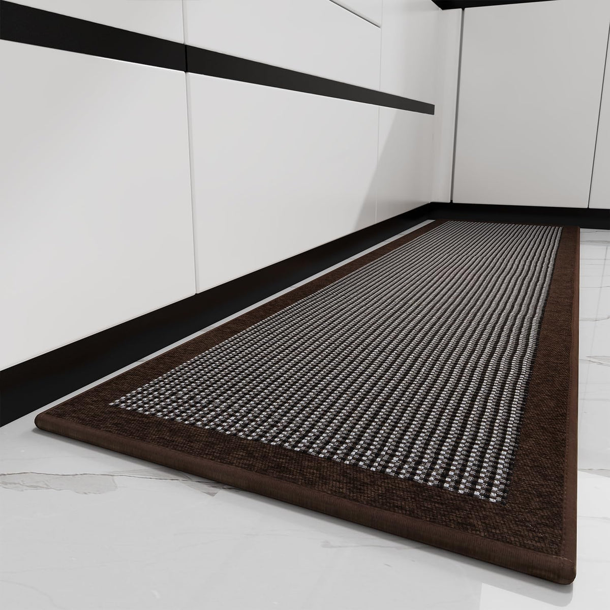 PADOOR Kitchen Mats for Floor, Kitchen Rugs Non Slip Washable, Rubber Backed Kitchen Runner Super Absorbent Kitchen Floor Mat Sink Rug, 20”x47” Dark Brown