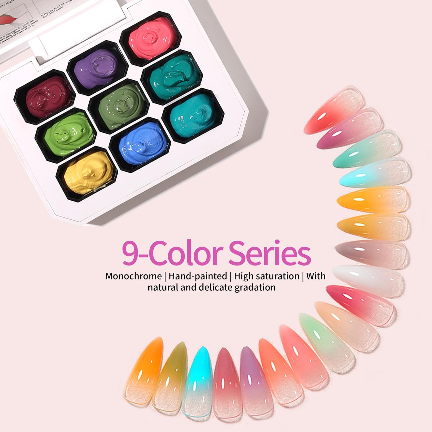 Ombre Gel Nail Polish with Metal Grabber,100pcs Nail Sponges for Nail Gradient painting gel ombre & pat paint for nails Multistyle French Manicure Nail Art