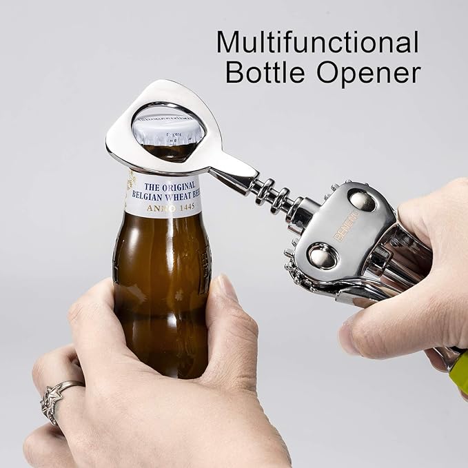 Beneno Wine Opener, Zinc Alloy Premium Wing Corkscrew with Multifunctional Bottles Opener, Sharp Wine Corkscrew with Ergonomic Non-Slip Wing Handle, Upgrade Green