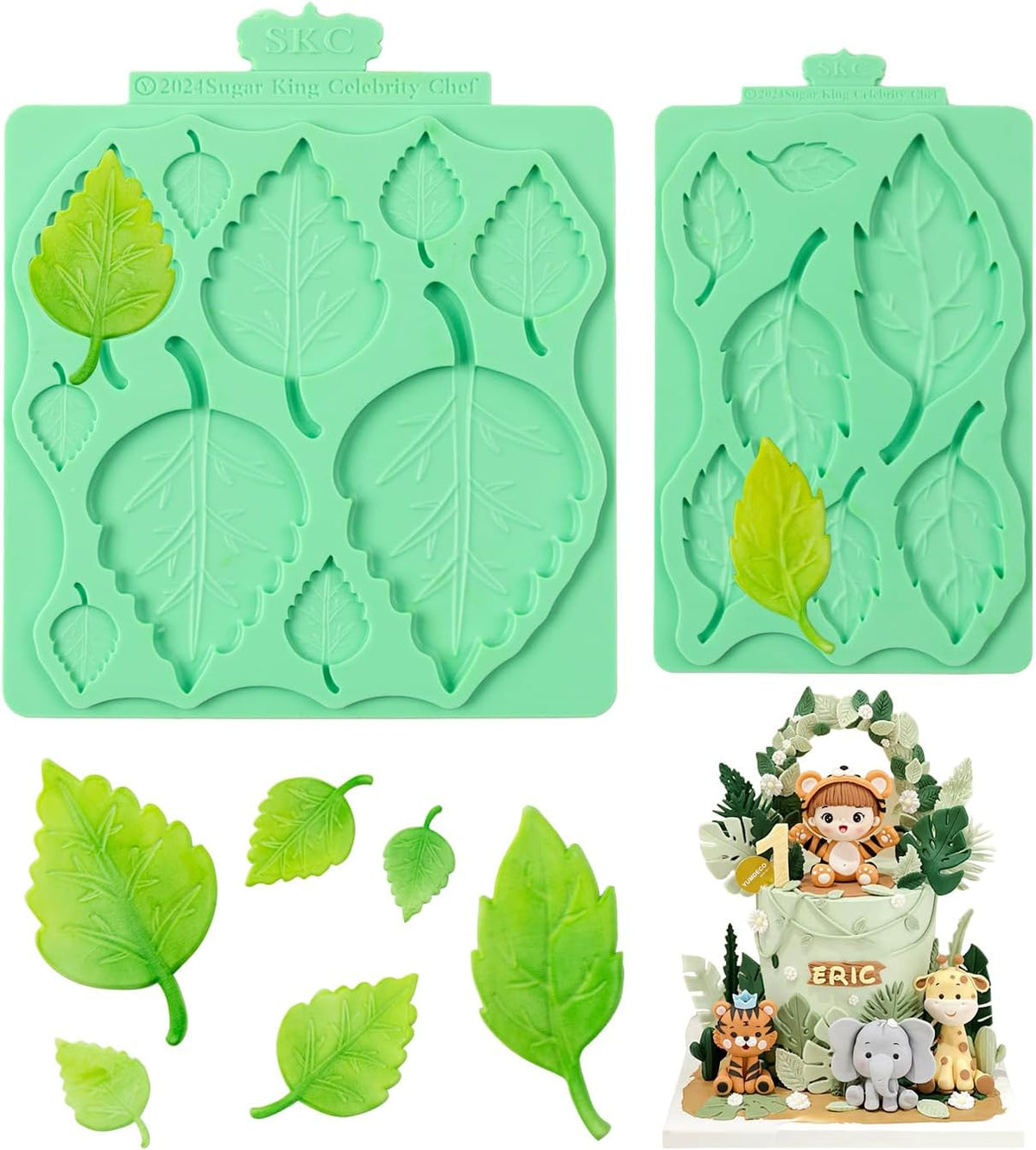 KALAIEN Silicone Leaf Molds - Chocolate & Fondant Molds for Clay Crafts, Air Dry, 3D Candy & Gumpaste Moulds (Set of 2)