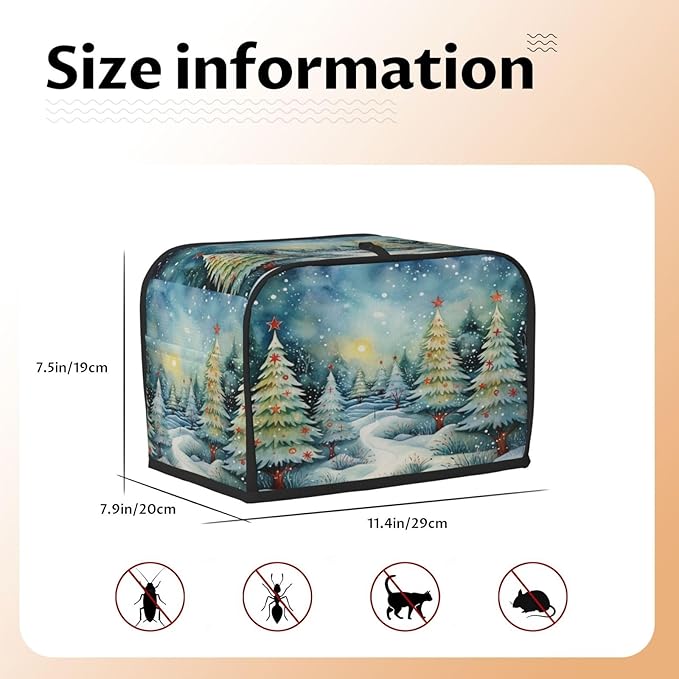 Toaster Cover 2 Slice Christmas Tree Watercolor Winter Forest Kitchen Small Appliance Covers with Pockets Dust and Fingerprint Protection