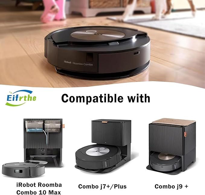 32 Pack Replacement Parts Kit Compatible with iRobot Roomba Combo j7+ Plus, Combo j9+,Combo 10 Max Vacuum, Includes 2 set Roller Brushes, 6 Mop Pads, 6 HEPA Filters, 8 Side Brushes, 6 Dust Bags