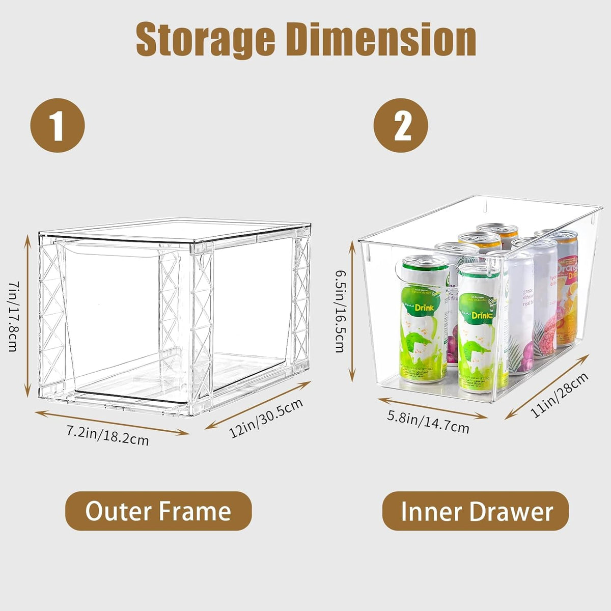 6Pack Stackable Kitchen Storage Organizer, Pantry Organizers and Storage, Clear Foods Organizer Bins with Handles, Easily Assemble for Bathroom, Kitchen, Pantry, Cabinet, Closet