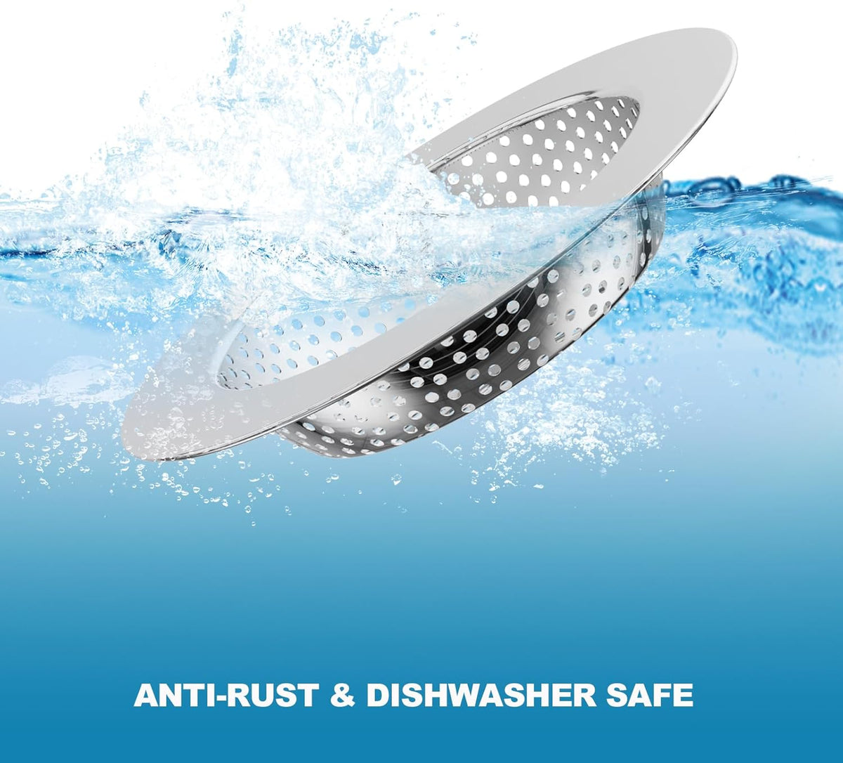 2PCS Kitchen Sink Drain Strainer/Catcher/Basket/Cover/Filter/Trap/Screen, Large Wide Rim 4.5" Diameter, Stainless Steel, Dishwasher Safe