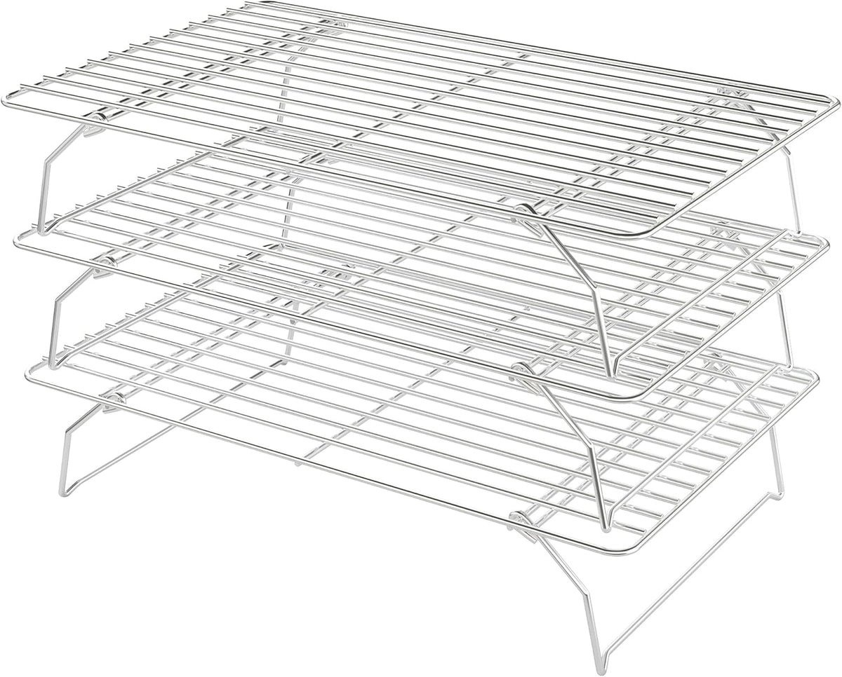 Cooling Racks for Cooking and Baking - 3 Tier Stackable Grid Wire Baking Rack for Oven Cooking, Baking, Grilling, Roasting -Dishwasher Safe Bacon Rack