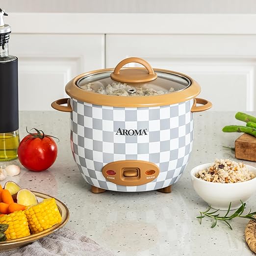 AROMA® 6-Cup (Cooked) One-Touch Pot Style Rice Cooker with CoreCoat™ PFAS-Free Nonstick Ceramic Surface (1.5 Quarts)