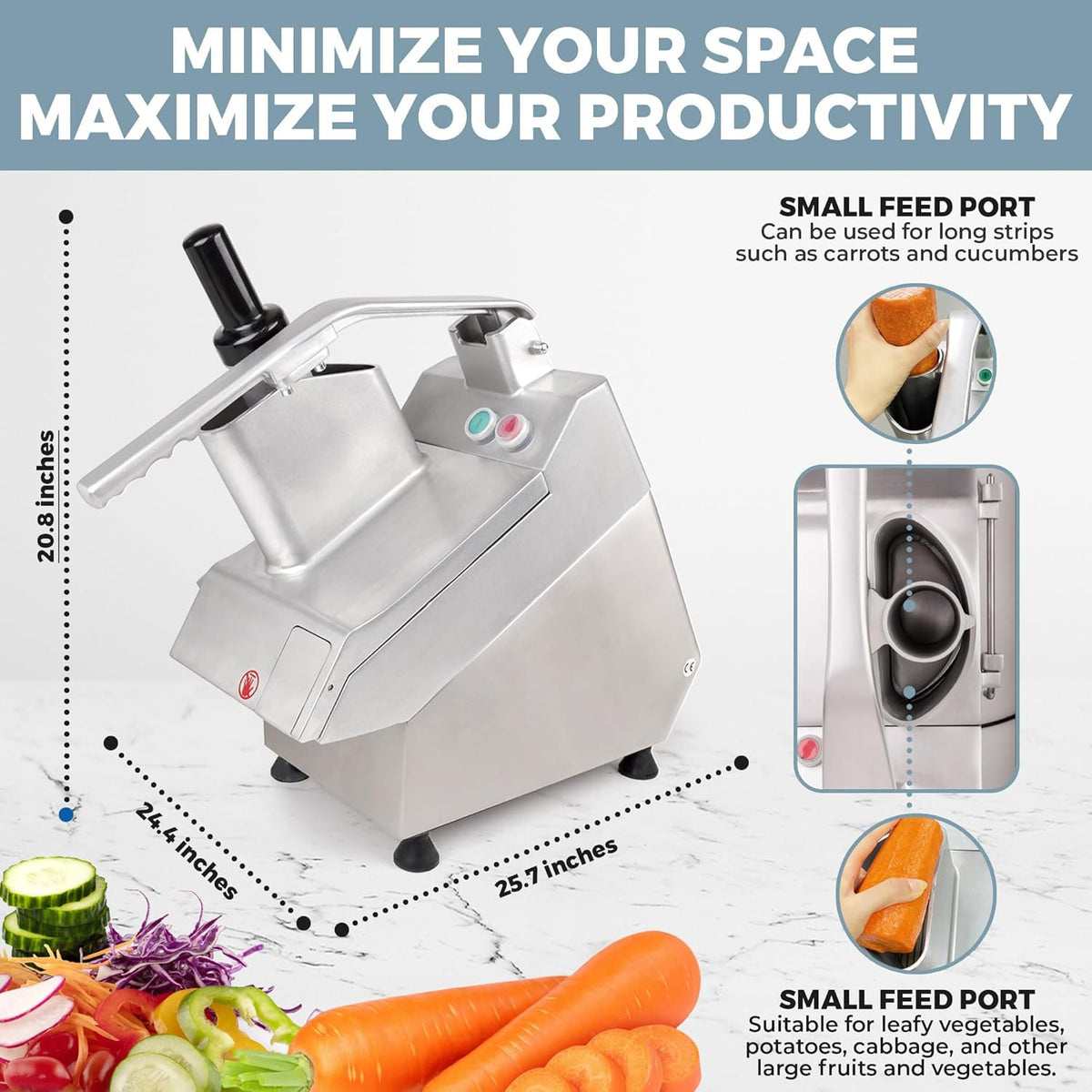 Tartle 550W Commercial Vegetable Cutter and Food Processor - 110V Multifunction Automatic Cutter - Vegetable Slicer Cheese Grater Potato Dicer, 3.17 Quart with Disc Blades