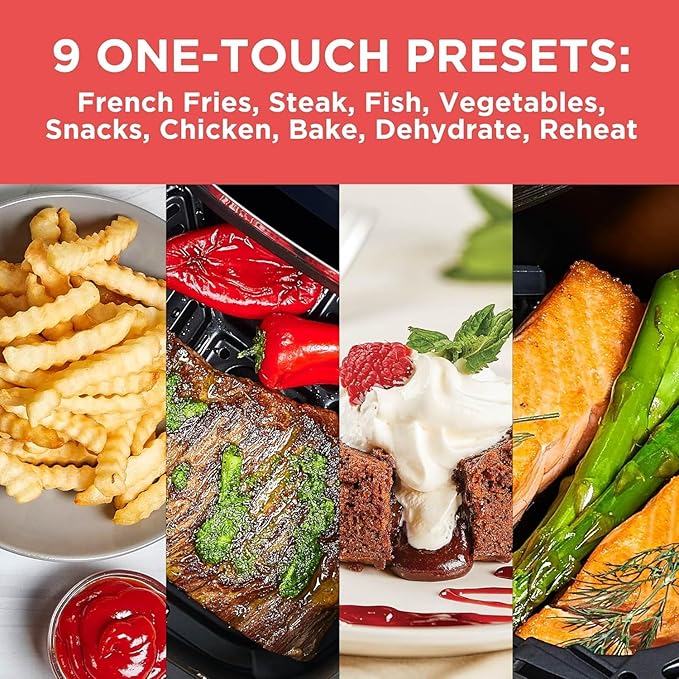 BLACK+DECKER Purifry 8QT Air Fryer, Crispy Deep Fried Taste without the Fat, Plus Bake, Dehydrate, and Keep Food Warm, Digital Touchscreen and Auto Shut-Off