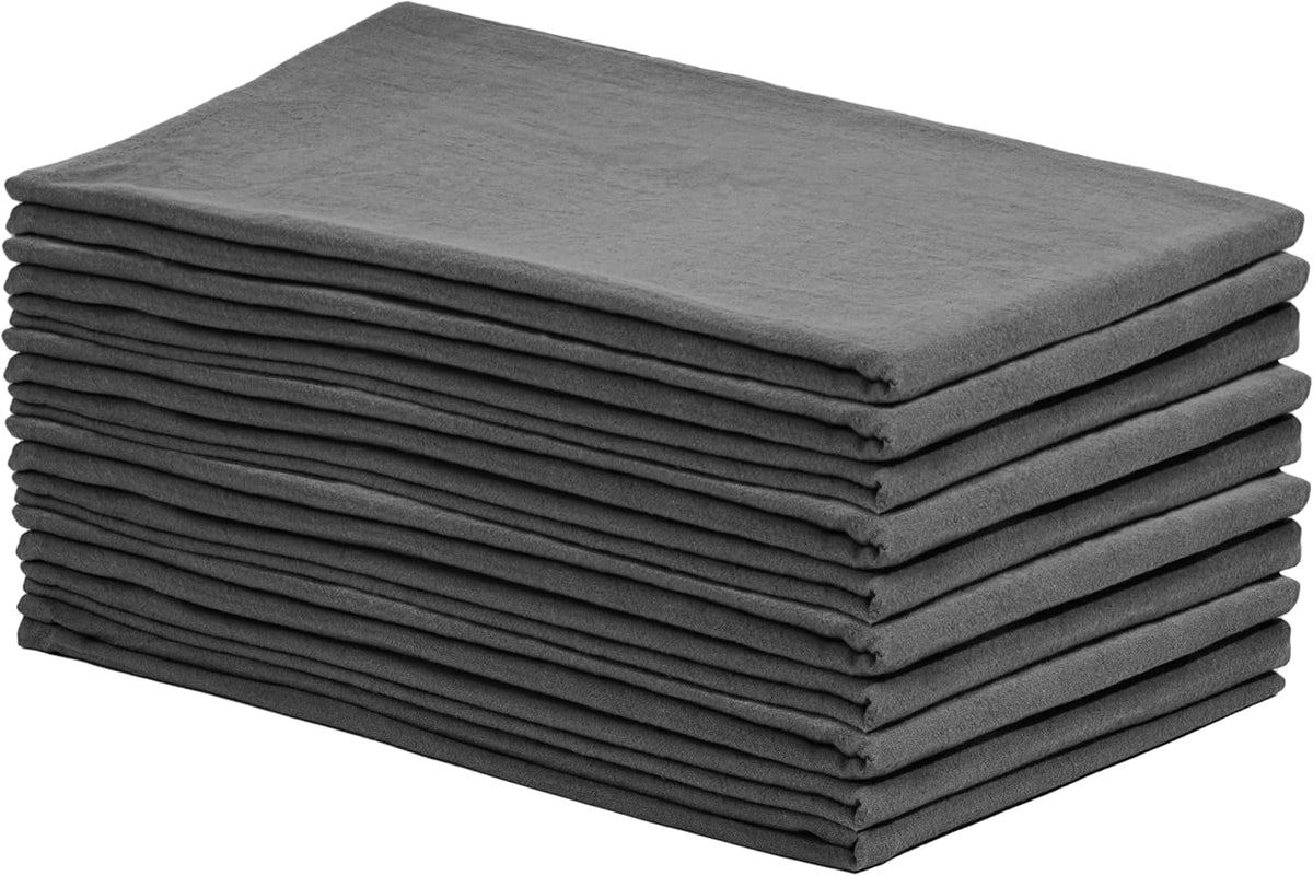 Organic Cotton Gray Tea Towels - 10 Pack, 27"x27", 100% Cotton Gray Flour Sack Towels for Kitchen and Baking Use - Durable, Absorbent and Customizable Gray Dish Towels (10 Pack Gray)