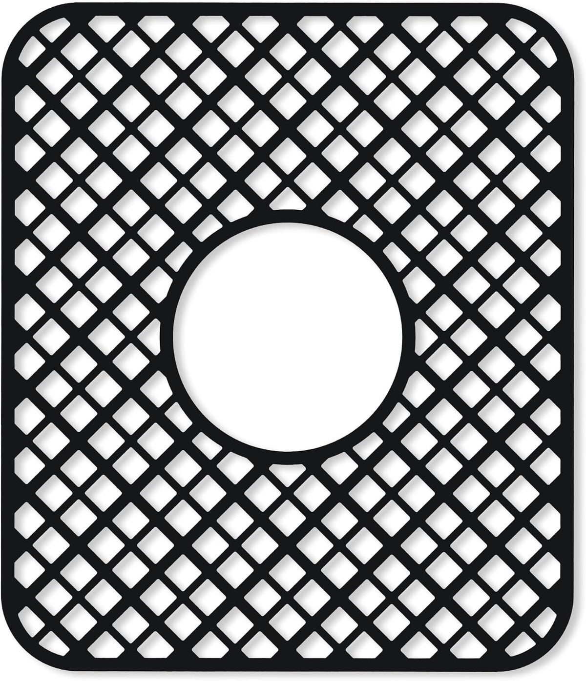 2 Pack Silicone Sink Protector for Kitchen Sink, Lozenge Pattern 13 x 11 inches Sink Grid Mat Silicone Protectors, Center Drain, Black