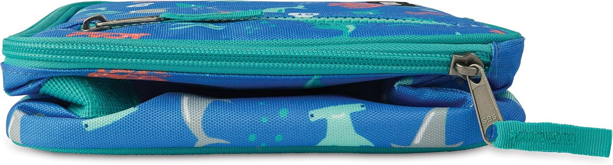PackIt Freezable Classic Lunch Box, Sea Shark, Built with ECOFREEZE Technology, Collapsible, Reusable, Zip Closure With Zip Front Pocket and Buckle Handle, Designed for Fresh Lunch On the Go