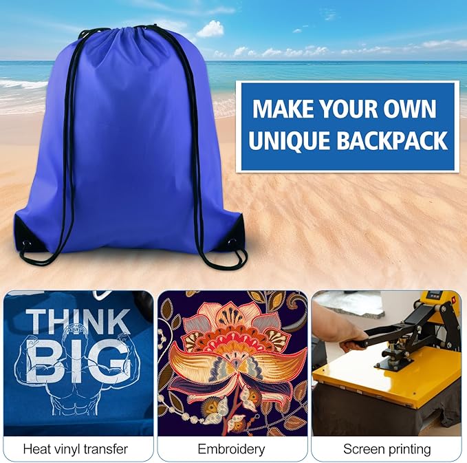 KUUQA 25Pcs Drawstring Backpack Bags String Backpack Sport Bag Sack Cinch Tote Gym Backpack Bulk for Gym Sport Traveling,Royal Blue